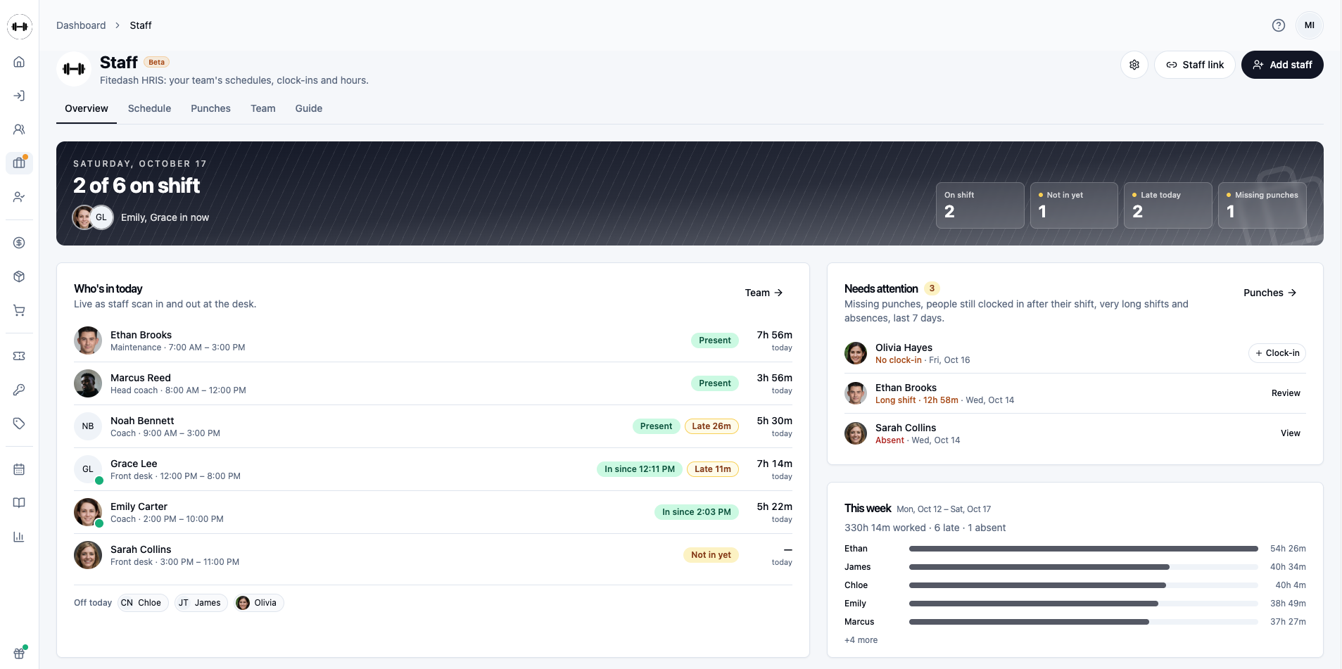 Staff overview (HRIS)